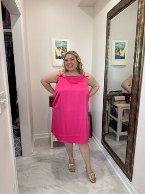 Target x Kate Spade Bright Hot Pink Tie-Shoulder Shift Dress